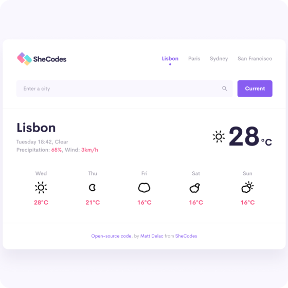 Picture of the weather app